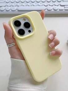 High-Quality Yellow Liquid Silicone TPU Phone Case, Latest Compatible With IPhone 17/Air/17Pro/17ProMax, Also Fits 16, 15, 14, 13, 12, 11 Pro Max, Soft Rubber Texture, Creamy Yellow Phone Case - Yellow - View 3