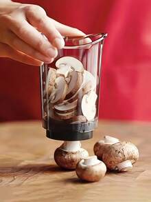 3-In-1 Manual Vegetable Chopper And Slicer Cup - Plastic Body With Carbon Steel Blades, Dishwasher , Suitable For Outdoor Camping And Kitchen, Multi-Functional Tool For Slicing, Dicing And Measuring - Great For Onions, Mushrooms And Other Vegetables