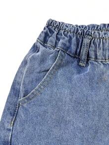 Quần jeans ống đứng cạp cao, lưng thun, kiểu dáng thường ngày, đã qua xử lý giặt, màu cà rốt. - Rửa nhẹ - Xem 10