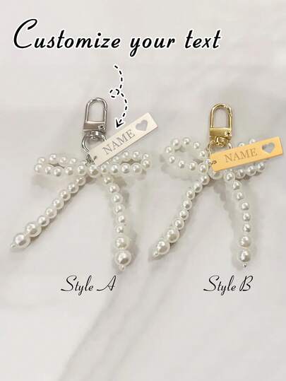 Llavero personalizado con lazo de perlas, llavero de aleación elegante con mariposa personalizado, adecuado para bolsos, parejas y fundas de teléfono, regalos festivos, adecuado para parejas, damas, niñas y mejores amigas para uso diario, también un regalo de cumpleaños perfecto para mujeres.