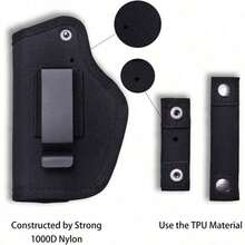 Tactical Gear 2 Pack Gun Holster IWB/OWB Nylon Concealed Carry Holster, Universal Pistol Holster Fits M&P Shield Ruger Springfield, Right/Left Handed Belt Clip For Compact Subcompact Handguns - 黑色2件 - 查看 6