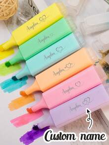 Custom Text Highlighters,Personalized Highlighters For School,Customized Highlighters Assorted Colors,Customizable Cute Highlighters,Colored Highlighters,School Supplies,Teacher Supplies,Back To School Supplies,College Essentials,Birthday Gifts,Valentine's Day,Teacher,Student,Friend,Boys,Girls,Office Decor - Style a - View 1