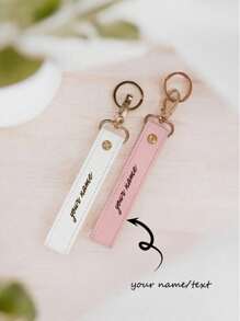 Llavero de cuero de PU con letra personalizada, llavero de pulsera personalizado, recuerdo de boda, llavero de coche, llavero de cuero unisex - Multicolor - Ver 3