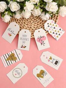 48 Stücke - Vintage Valentinstag Banner Dekoration - Rosa Valentinstag Glückliches Hängendes Kranz Banner, Vintage Valentinstag Banner, Valentinstag Jahrestag Kamin Fenster Dekoration Party Zubehör