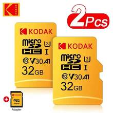 Kodak 2张柯达C10 Micro SD卡，32GB存储卡，兼容64GB、128GB，读写速度100MB/s，U3 V30 MicroSD卡，最大支持256GB，适用于相机、智能手机和电脑。 - 黃色 - 查看 2