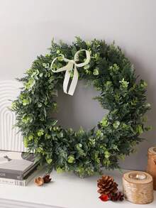 1/2pcs Artificial Cedar Eucalyptus Wreath, Artificial Eucalyptus Leaf Pine Branch Grass Wreath, Artificial Pine Branch Christmas Hanging Wreath, PE Material, Wholesale, Artificial Plants, Artificial Flowers, Outdoor Party Activities, Festival, Birthday, Wedding Party Decorations, Christmas, , Thanksgiving Decorations, Home Entrance, Restaurant, Living Room, Bedroom, Garden Decorations, Home Decorations Christmas Decorations Room Decor