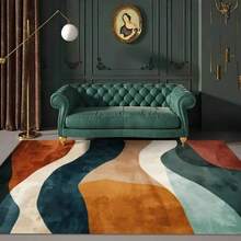 1pc Golden Velvet Home Decor With An Abstract Artistic Pattern, Suitable For Various Decorative Styles. It Can Be Used As A Living Room Rug, Sofa Cushion, Doormat, Bedroom Carpet, Or Outdoor Mat, And Is Applicable In Multiple Settings Such As Malls And Cafes. It Features A Non-Slip Design, Is Easy To Clean, Machine Washable, And Comes In Various Sizes. Kitchen Rug - Multicolor - View 5