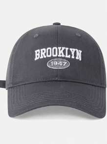 1 Pieza Gorra de béisbol con estilo lavado 1947 y bordado 3D de letras - Brooklyn para mujer, gorra de sol vintage, sombrero de sol ajustable para exteriores, estilo Y2K para hombre