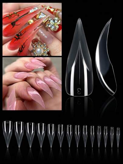 Eagle Claw Nail-Forms 140pcs 14 Sizes Crystal Extension Tips For Quick Gel Nails Paperless Nail Art Kit With Claw Shaped Design Salon DIY Use Nail Supplies
