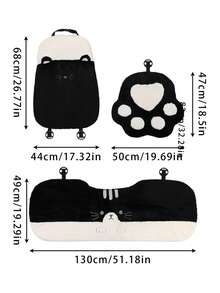 1件装毛绒座垫冬季创意猫爪格纹汽车保暖防滑座垫四季通用汽车座垫