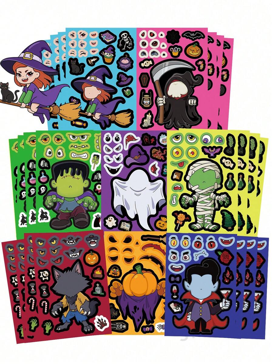 8/24/40/80 pezzi Adesivi decorativi per Ognissanti, Adesivi a tema Ognissanti, Gadget per feste di Ognissanti, Forniture per attività e artigianato