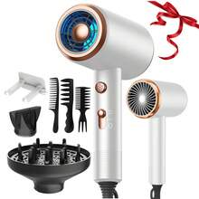 This High-Power Salon-Grade Hair Dryer Features One-Touch Cool And Hot Air Switch, Two Temperature Settings, And Comes With Two Different Size Nozzle Attachments, Suitable For Home And Professional Salon Use. - UK Plug(220-240V) - View 8