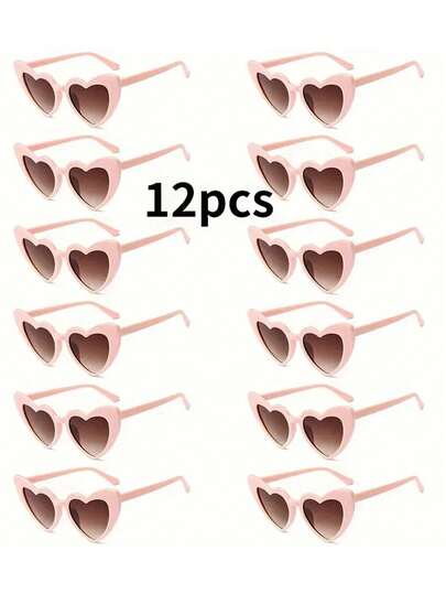 12-1 Lunettes de mode en forme de cœur, lunettes de décoration de fête, lunettes de mode en forme de cœur de couleur bonbon, design unisexe, montures de lunettes en forme de cœur de style fête pour les festivals de musique, convenant pour les mariages, les fêtes, les festivals de musique, les concerts, l'extérieur, les fêtes de festival, Noël