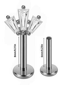 1 件不锈钢榄尖形花朵垂直柱耳轮穿孔皇冠/蝴蝶耳环耳钉身体穿孔首饰 - 如圖 - 查看 10