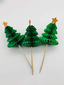 10/20/50支装圣诞蜂窝饮料签，圣诞树造型竹签，蛋糕水果签，节日派对竹签，蛋糕水果装饰，餐桌装饰，节日餐桌装饰，冬季节日装饰，绿色星星圣诞树装饰纸杯蛋糕插牌，主题水果签，氛围装饰饮料签，派对装饰，派对用品，节日装饰，节日用品，桌面装饰 - 彩色 - 查看 5