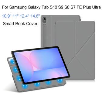 1 Pc Grey Smart Book Cover For Galaxy Tab S10 S9 FE S8 S7 11 Inch S10+ S9 Plus S9 FE+ S8+ S7 FE/Plus 12.4" Ultra 14.6 Tablet Magnetic Case Horizontal And Vertical Support With Pen Slot
