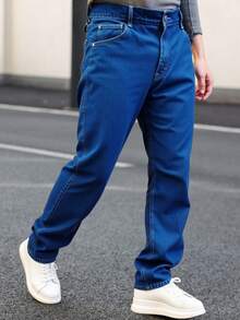 JEANS 5 BOLSAS CORTE STRAIGTH AZUL MEDIO MEZCLILLA - Azul lavado medio - Ver 2