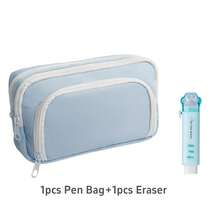 1 pieza Bolsa de papelería Estuche de lápices de color crema de gran capacidad con 3 compartimentos de almacenamiento P para estudiantes de oficina y escuela, regalos de vuelta a clases - Multicolor - Ver 19