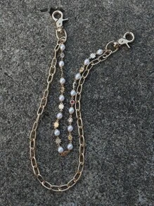 Y2K Light Gold Minimalism Colored Pearls Double Layered Pants Chain Fashionable Men And Women One's Waist Luxury Accessories Hip Hop Jewelry Holiday Gifts