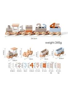 Wooden Birthday Train, Early Childhood Education Toys, Early Education Puzzle Train Digital Building Block Assembly Cognitive Matching Toys, Children's Toys, Train, Train Set, Wooden Train - Suitable As A Birthday Gift - Wooden Birthday Train - View 12