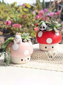 1pc Glossy Swinging Smiling Face Flower Pot, Small Indoor/Outdoor Hanging Planter, Cute Hanging Pearl Plant Succulent Pot, Happy Resin Succulent Flower Pot - Multicolor - View 13