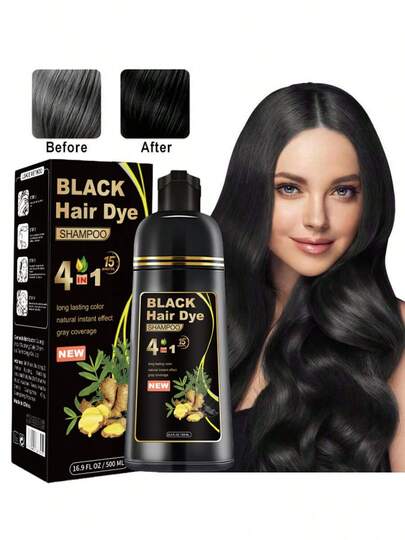 Ginger 4-In-1 Hair Color Shampoo - Plant Extracts, Bright Colors, Long-Lasting Moisturizing, Available In Black, Chestnut, Coffee And Dark Brown, Gentle On Sensitive Skin, Light Beige, Unisex, For Gorgeous Hair, Natural Plant Formula