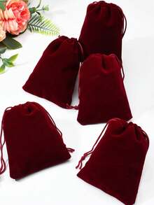 5/10pcs Suede Gift Bag With Drawstring, Solid Color Suede Drawstring Packaging Bag, Reusable Packaging Storage Bag For Jewelry Party Gifts, Velvet Bag For Wedding Gifts, Candy Bag For Party Gifts Travel