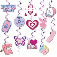 24Pcs /48pcs Y2k 2000s Pink Party Swirl Decorations Hanging Spiral Decor Whirl Streamers Rainbow Hearts Ceiling Streamers Y2k Spiral Favors For Birthday Female Bachelorette