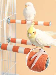 1 szt. Kolorowy pręt do mielenia papug ze stali nierdzewnej, ze śrubami do mocowania, zapewnia ptakom grzędę i rozrywkę, edukacyjne artykuły dla ptaków, akcesorium do klatki dla ptaków, zabawka dla papugi (wszystkie kolory akcesoriów, losowo montowane)
