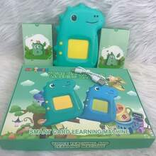 Leitor De Cartões Em Inglês E Português Brinquedo Eletrônico Infantil 112 Cards kids total 224 Palavras Educativo - DINOSSAURO-VERDE - Visão 3