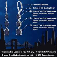Gem Stone King 3-Stone Leverback Drop Dangle Earrings Women |   925 Sterling Silver |   Gemstone Birthstone |   Oval 8X6MM 7X5MM And 6X4MM |   Fine Jewelry Gifts Her Mom Women Wife - 藍寶石,九月 - 查看 2