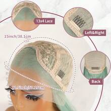 26 Inches 180% Density Long Silky Straight Hair Light Green Color Synthetic Lace Front Wigs 13x4 Lace Area Free Part Pre Plucked With Baby Hair Around Natural Hairline Glueless Heat Resistant Fiber Frontal Lace Replacement Wig For Fashion Women Girls Party Vacation Show Makeup Use Daily Wear - 橄欖綠 - 查看 7