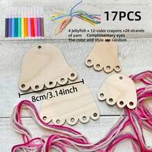 17 件未完成木制 DIY 水母工艺套件 - 涂鸦，创意手工艺术项目，用于装饰礼物 - 非常适合万圣节、圣诞节礼物，颜色和款式随机 - 彩色 - 查看 5