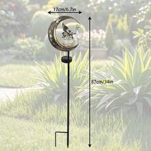 Fairy Angel Solar Moon Post Lamp, Gift For Garden Decoration, Decorative Cracked Glass Ball, Outdoor Art Accessories For Lawn Backyard, Courtyard Landscape Pathway - Rust Brown - View 6