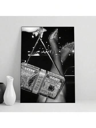 1 pieza Cuadro de arte de pared de moda de lujo, impresión en lienzo en blanco y negro, póster de moda elegante para decoración de dormitorio, sala de estar u oficina