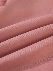 Set de 2 piezas de Top de manga larga de unicolor y pantalón largo, conjunto de sudadera y pantalón de chándal casual, forrado de felpa para otoño/invierno para niñas