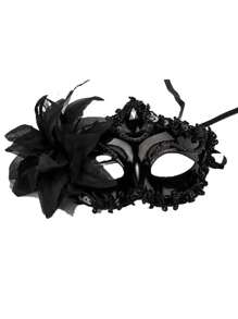 1 件万圣节服装派对面具，黑色和银色花朵玫瑰蕾丝兔子蜘蛛网蝙蝠耳面纱面罩，摄影道具，哥特式蕾丝风格性感内衣配饰化妆舞会面具