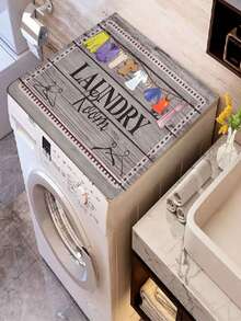 1pc Laundry Room Themed Mat, Washing Machine Dust Cover, Absorbent & Easy To Clean, Trimable Diatomite Material, Suitable For Laundry Room, Kitchen, Washing Machine Cover, Microwave Cover, Kitchen Counter Mat, Draining Mat - Multicolor - View 3