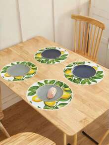 2/4/6 件柠檬餐垫，15 英寸夏季餐桌垫，编织耐热餐垫，适用于厨房餐厅室内室外