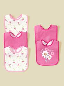 5pcs U-Shaped Waterproof Bibs, Cartoon Print Soft Comfortable Feeding Bibs - Multicolor-female-small Flower - View 2