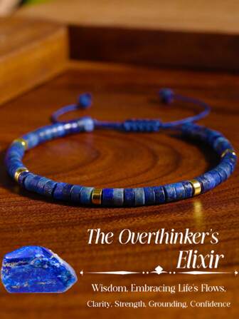 Lapis Lazuli Braided Beaded Bracelet, Enhances Memory, Clarity, Focus, And Relieves Stress, Suitable For Men And Women As Daily Jewelry, Perfect Gift For Family And Friends