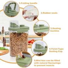 Recipiente hermético para alimentos, reutilizable, con tapa de plástico, organizador para cereales (1 unidad x 2,8 L - Verde cristal)