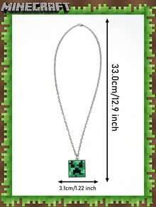 Microsoft 1 Pc  Officially Licensed Creeper Face Necklaces Jewelry For Women And Men Fashionable Backpack Key Pendant Decoration Party Favors Game Peripherals Derivative For Family Friends Birthday Gift - MC-2024N12 - View 3