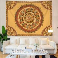 Boho Mandala Tapestry Wall Hanging Bohemian Floral Flower Medallion Tapestry Aesthetic Wall Art Large Green Yellow Hippie  Tapestries, Vintage Wall Decor Banner For Living Room Bedroom Dorm Home Decor(40x30inch/60x40inch/60x51inch/80x60inch) - 橙黃色 - 查看 3