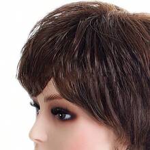 Synthetic Short Pixie Cut Straight Brown Wig With Side Bangs For Women Daily Party Cosplay Fake Hair Heat Resistant