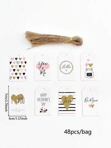 48 Stücke - Vintage Valentinstag Banner Dekoration - Rosa Valentinstag Glückliches Hängendes Kranz Banner, Vintage Valentinstag Banner, Valentinstag Jahrestag Kamin Fenster Dekoration Party Zubehör