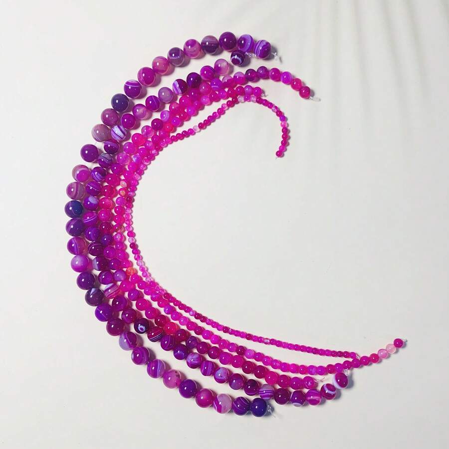 1 Strand Natural Agate Loose Beads Gemstone Round Beads Natural Stone Round Beads Striped For Jewelry Making DIY Bracelet Necklace Beads 4/6/8/10/12mm