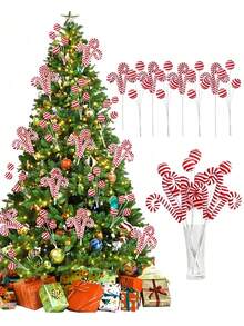 3pcs Christmas Ball Stick Cuttings Christmas Tree Ornaments Home Party Decorations New Year Gifts Supplies,Artificial Plant Christmas Tree Cuttings Garland Ornament Home New Year Xmas Deco,Artificial Plants Christmas Ornaments,Christmas Tree Ornament Stem Delicate Curly Stem For DIY Christmas Tree And Wreath Decoration,Home Office Crafts Party Ornaments Christmas Decorations Home Christmas Gifts Christmas Decor - Red and White - View 9