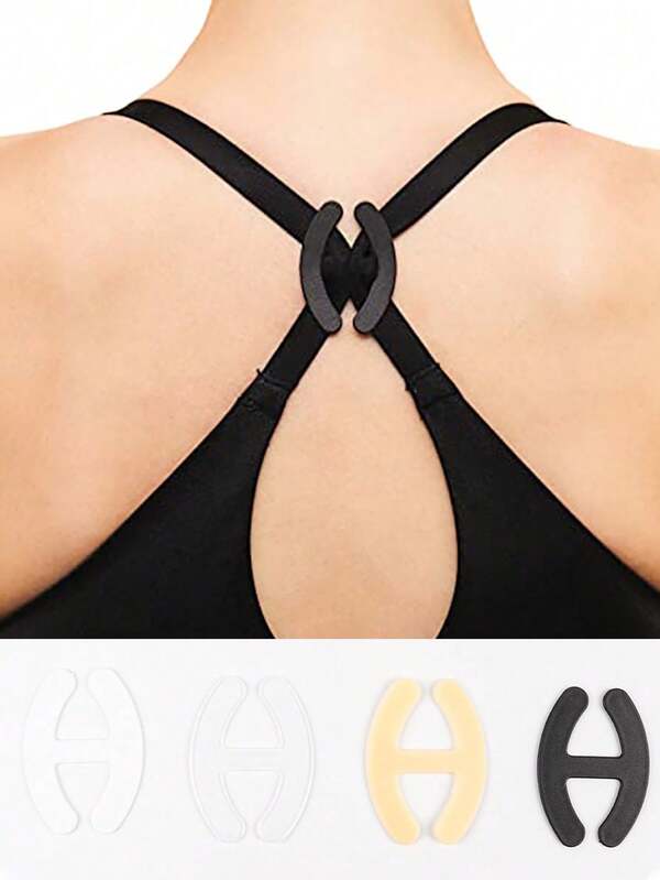 8/4/2pcs Bra Strap Clips, Bra Clips Holder ,Anti-Slip Conceal Straps And Cleavage Control Bra Clips,Bra Hooks For Racerback,Women's Black,White,Beige,Clear Bra Strap Clips For Back