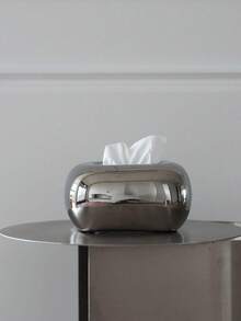 1 件现代简约金银陶瓷纸巾盒，创意家居装饰配件，适用于客厅、餐桌、咖啡桌、桌面纸巾架 - 銀色金色紙巾盒 - 查看 9